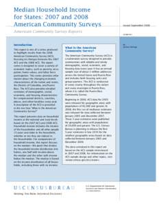 Median Household Income for States: 2007 and 2008 American Community Surveys