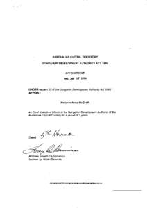 AUSTRALIAN CAPITAL TERRITORY GUNGAHLIN DEVELOPMENT AUTHORITY ACT 1996 APPOINTMENT NO. 263 OF 1996