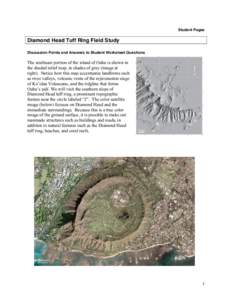Student Pages  Diamond Head Tuff Ring Field Study Discussion Points and Answers to Student Worksheet Questions  The southeast portion of the island of Oahu is shown in