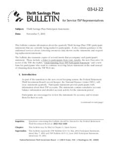 Bulletin 03-U-22: Thrift Savings Plan Participant Statements