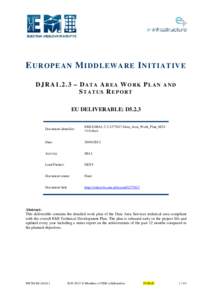 DJRA1.2.3 – Data Area Work Plan and Status Report