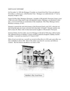 MONTAGUE TOWNSHIP On November 14, 1850, the Montague Township was formed from West Turin and embraced Township 3, or Shakespere, of the Boylston Tract. Montague was subdivided into 117 lots by Benjamin Wright inNa