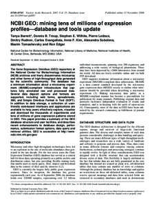 Science / Biological databases / Gene expression / DNA / Entrez / DNA microarray / FGED Society / MicroArray and Gene Expression / Minimum Information About a Microarray Experiment / Microarrays / Biology / Bioinformatics