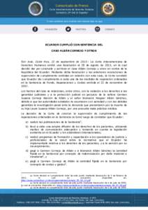 Comunicado de Prensa Corte Interamericana de Derechos Humanos CorteIDH_CPEspañol Si tiene problemas para visualizar este mensaje haga clic aquí