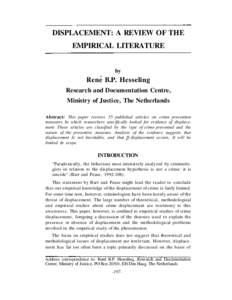 DISPLACEMENT: A REVIEW OF THE EMPIRICAL LITERATURE by Rene B.P. Hesseling Research and Documentation Centre,