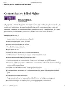 Communication Bill of Rights American Speech-Language-Hearing Association