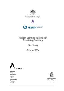 HORIZON SCANNING TECHNOLOGY PRIORITISING SUMMARY