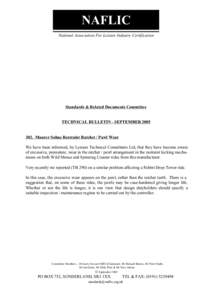 NAFLIC National Association For Leisure Industry Certification Standards & Related Documents Committee  TECHNICAL BULLETIN - SEPTEMBER 2005