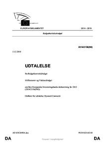 EUROPA-PARLAMENTET[removed]Budgetkontroludvalget