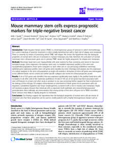 Mouse mammary stem cells express prognostic markers for triple-negative breast cancer