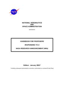 NATIONAL AERONAUTICS AND SPACE ADMINISTRATION **********  GUIDEBOOK FOR PROPOSERS