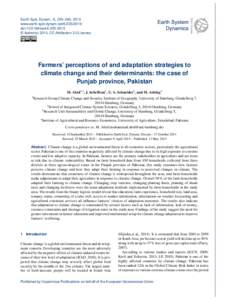 Earth Syst. Dynam., 6, 225–243, 2015 www.earth-syst-dynam.netdoi:esd © Author(sCC Attribution 3.0 License.  Farmers’ perceptions of and adaptation strategies to