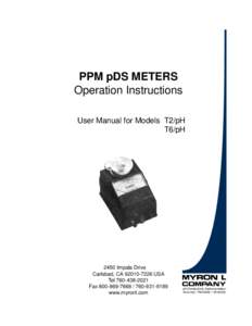 PPM pDS METERS Operation Instructions User Manual for Models T2/pH T6/pHImpala Drive