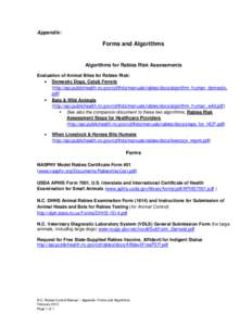 N.C. Rabies Control Manual - Appendix - Forms and Algorithms