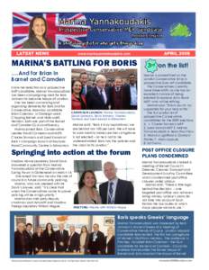 LATEST NEWS  www.marinayannakoudakis.com MARINA’S BATTLING FOR BORIS ….And for Brian in