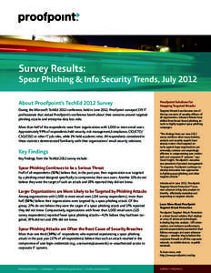 Survey Results:  Spear Phishing & Info Security Trends, July 2012 About Proofpoint’s TechEd 2012 Survey  Proofpoint Solutions for