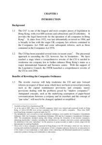 CHAPTER 1 INTRODUCTION Background 1.1  The CO1 is one of the longest and most complex pieces of legislation in