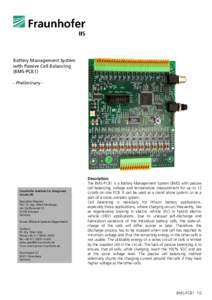 Battery Management System with Passive Cell Balancing (BMS-PCB1) - Preliminary -  Fraunhofer Institute for Integrated
