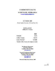 COMMUNITY FACTS SCHUYLER, NEBRASKA SchuylerDEVELOPMENT.net