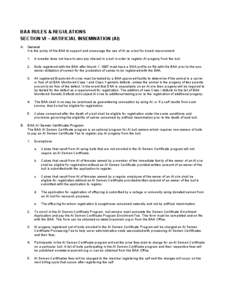 BAA RULES & REGULATIONS SECTION VI – ARTIFICIAL INSEMINATION (AI) A. B.
