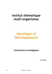 Institut thématique multi-organismes Génétique et Développement