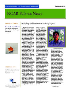 DecemberNational Center for Atmospheric Research NCAR Fellows News DECEMBER EVENTS