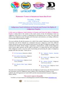 Americas / United Nations Economic and Social Council / United Nations Permanent Forum on Indigenous Issues / International Work Group for Indigenous Affairs / Indigenous peoples by geographic regions / Indigenous rights / Boruca people / UNICEF / United Nations / United Nations Secretariat / Non-governmental organizations