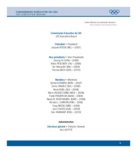 CIO-REPERTOIRE[removed]:36 Page15  COMMISSION EXÉCUTIVE DU CIO IOC EXECUTIVE BOARD  Année d’élection à la commission exécutive –