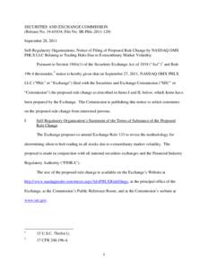 Notice of Filing of Proposed Rule Change by NASDAQ OMX PHLX LLC Relating to Trading Halts Due to Extraordinary Market Volatility