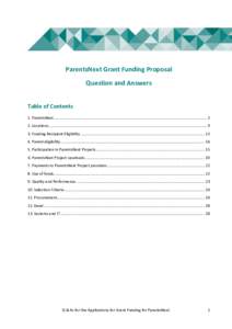 ParentsNext Grant Funding Proposal Question and Answers Table of Contents 1. ParentsNext ...................................................................................................................................