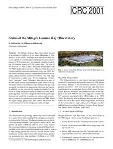 c Copernicus Gesellschaft 2001 Proceedings of ICRC 2001: 1 ICRCStatus of the Milagro Gamma Ray Observatory