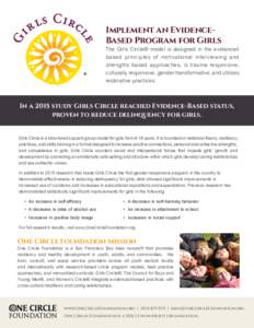 Implement an EvidenceBased Program for Girls  The Girls Circle® model is designed in the evidenced based principles of motivational interviewing and strengths based approaches, is trauma responsive, culturally responsiv