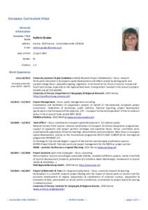 Europass Curriculum Vitae Personal Information Surname / First name Address