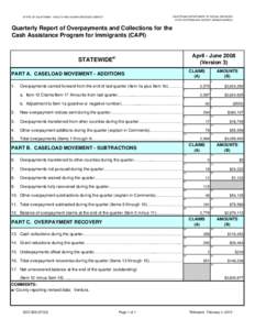 SOC[removed]Quarterly Report of Overpayments and Collections for the Cash Assistance Program for Immigrants (CAPI), Apr-Jun07