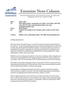 Extension News Column 	
   Date: To: From: Re: