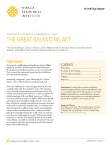 Working Paper  Installment 1 of “Creating a Sustainable Food Future” The great balancing act tim searchinger, craig hanson, janet ranganathan, brian lipinski, richard waite,