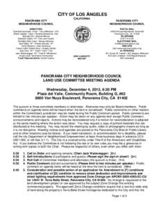 CITY OF LOS ANGELES PANORAMA CITY NEIGHBORHOOD COUNCIL DIRECTORS Dianabel Gonzalez, Chair • Tony Wilkinson, VCh Martin Geisler, Treas • Pamela Gibberman, Sec