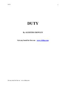 1  DUTY DUTY By ALEISTER CROWLEY
