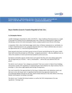 Portfolio Media. Inc. | 860 Broadway, 6th Floor | New York, NY 10003 | www.law360.com Phone: +[removed] | Fax: +[removed] | [removed] Bayer Battles Generic Yasmin Hopeful In Fed. Circ.  By Chri