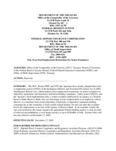 Office of Thrift Supervision / Title 12 of the United States Code / Law / United States federal banking legislation / Government / USA PATRIOT Act /  Title III /  Subtitle A / USA PATRIOT Act /  Title III / Federal Reserve System / Patent examiner / Bank regulation