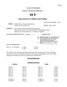 R[removed]STATE OF VERMONT AGENCY OF HUMAN SERVICES  DCF