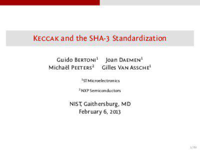 Keccak and the SHA-3 Standardization