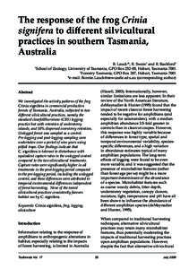 The response of the frog Crinia signifera to different silvicultural practices in southern Tasmania, Australia 1