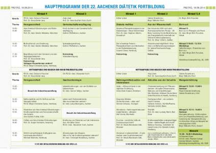 Hauptprogramm der 22. Aachener Diätetik Fortbildung  FREITAG, Hörsaal 4