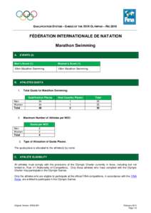 QUALIFICATION SYSTEM – GAMES OF THE XXXI OLYMPIAD – RIO[removed]FÉDÉRATION INTERNATIONALE DE NATATION Marathon Swimming A.