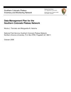 Southern Colorado Plateau Inventory and Monitoring Network National Park Service U.S. Department of the Interior Natural Resource Program Center