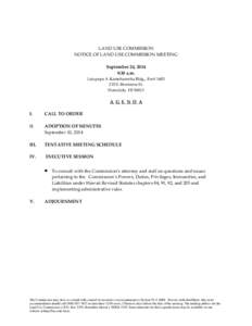 LAND USE COMMISSION NOTICE OF LAND USE COMMISSION MEETING September 24, 2014 9:30 a.m. Leiopapa A Kamehameha Bldg., Rm# [removed]S. Beretania St.