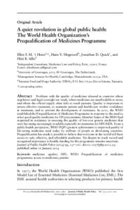 A quiet revolution in global public health: The World Health Organization&rsquo;s Prequalification of Medicines Programme