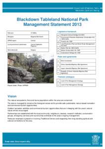 Blackdown Tableland National Park Management Statement 2013 Park size: 47,950ha