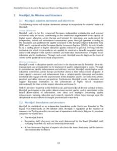 MusiQuE framework document Background, Mission and Regulations (MayMusiQuE, its Mission and Structure 2.1 MusiQuE: mission statement and objectives